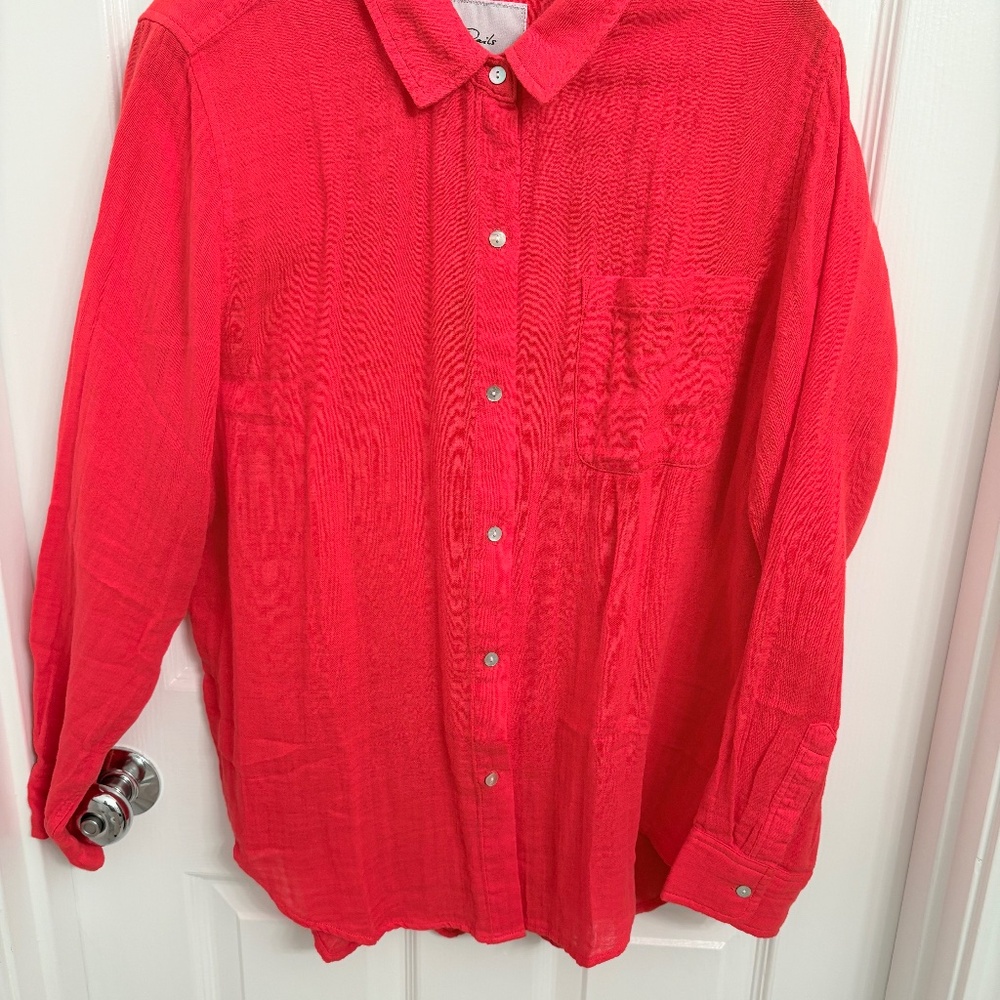Rails Cherry Red shirt. Size L. Organic cotton. With tags! Never worn.